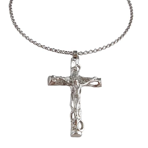 Collier pour homme avec croix en argent ras du cou 50 cm pour le quotidien