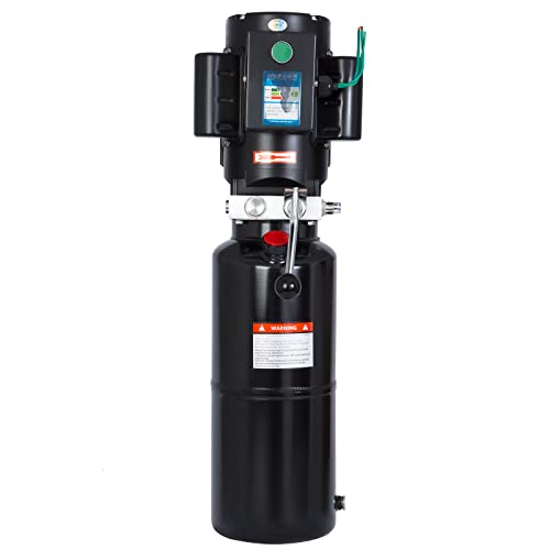 EBUY Hydraulic Power Unit with 10 Quart Iron Oil Tank 220V AC Motor Manual Control Hydraulic Power Pack Hydraulic Pump for Dump Trailer Car Lifting Control Handle