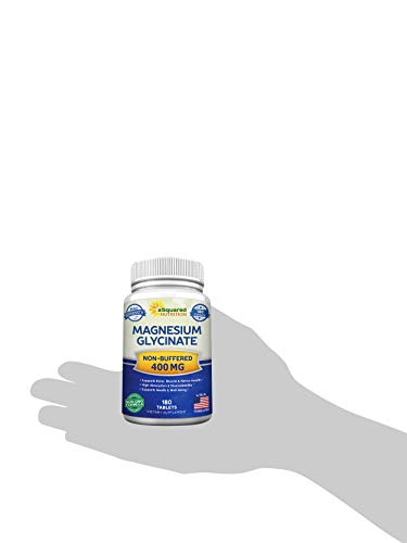 Magnesium Glycinate 400Mg - 180 Tablets - Max Strength Magnesium Bisglycinate Supplement - Maximum Bioavailability & Absorption - Non-Gmo - Not Buffered - Supports Muscles, Bones & Heart #TOP5