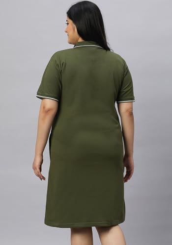 Image of Wear Your Opinion Women's Plus Size Soft PQ Polo Collar Neck Tipped Tshirt Dress