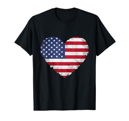 USA Flag Heart Patriotic Apparel for Women T-Shirt