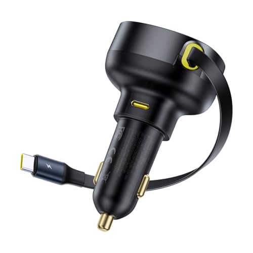 Image of Baseus Enjoyment Pro Car Charger, 60W, Type-C Port with Retractable Cable, Black