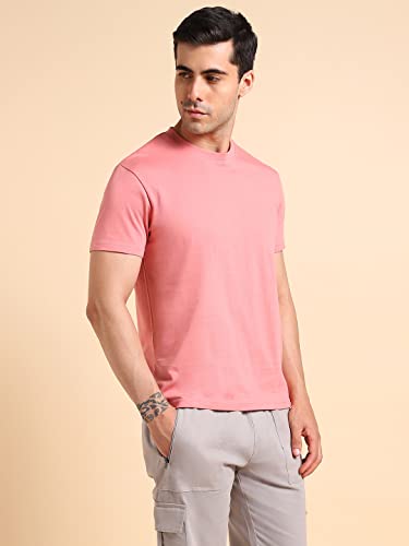 Image of Dennis Lingo Men's Cotton Slim Fit Solid Round Neck T-Shirt