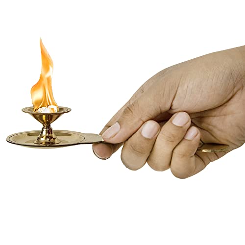 Kapoor | Karpoor Diya Deepam Burner Brass Karpuram Arati| Aarathi Stand for Dhoop Puja | Pooja Room Camphor Dani Holder for Your Mandir Home & Office Decoration Ganga-Karpoor-Stand, Medium - Image 6