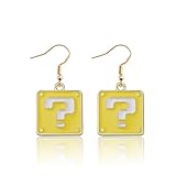 KEYCHIN Question Block Earrings Gamer Fans Gifts Yellow Question Box Jewelry Brothers Game Merchandise (Question Block ER)