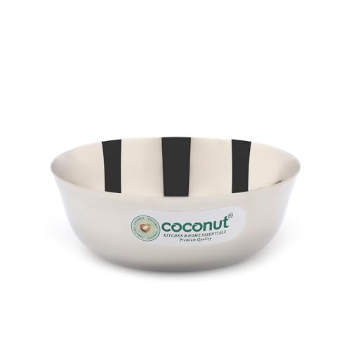 Image of coconut Stainless Steel Chaliya Bowl Set of 6 | Vati /Katori | 12 cm Diameter | 350ML Each | Ideal for Serving Curry, Snacks, Desserts | Home & Kitchen Use
