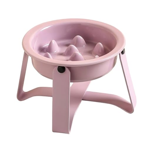 早食い防止 食器 凹凸設計 フードボウル 陶器製 犬 猫用 スローフィーダー 餌皿 餌入れ スタンド付き 電子レンジ・食洗機OK ペットボウル 食べやすい ペット用品
