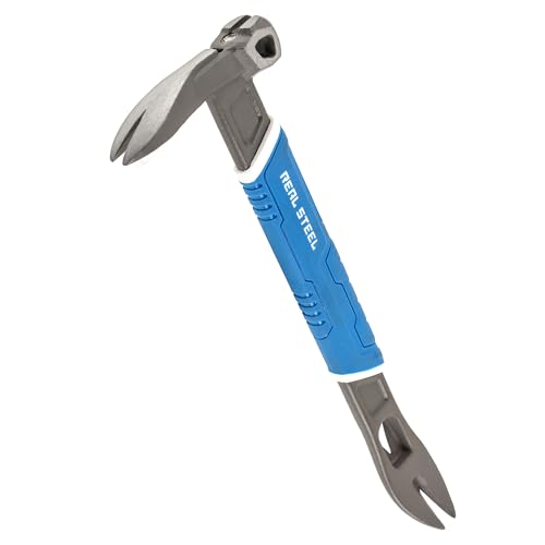 REAL STEEL 10 Nail Puller Cats Paw Pry Bar with Magnetic Hammer Head Crowbar for Nail Removal Prying Baseboard 0692