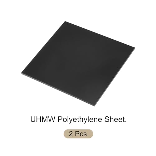 Image of 2pcs 8 x 8 Inch UHMW Polyethylene Sheets, 1 /8 Inch Thick Ultra High Molecular Weight Black Plastic Sheet [for Home, Industrial]