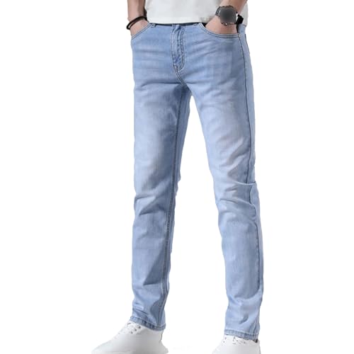 Men's Straight Stretch Jeans Slim Taper Fit Jean Pants Casual Ripped Tapered Leg Denim Pant