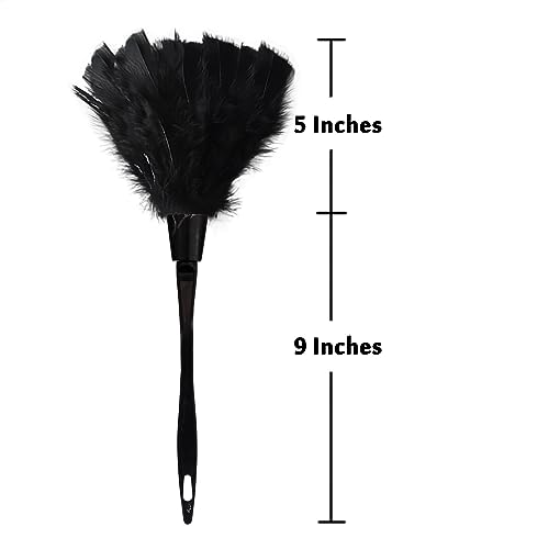Image of Turkey Feather Dusters for Cleaning Home Blinds Kitchen car Office, Eco-Friendly Reusable (2 pcs Black)