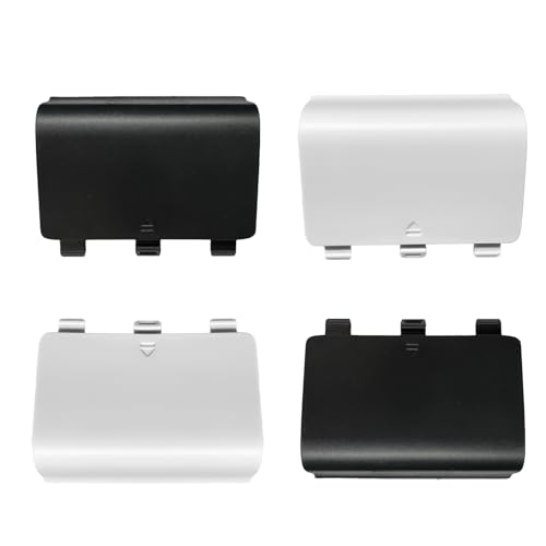 4 Pack Battery Back Cover for Xbox One/One S/One X Controller[NOT for Xbox Series X/S] Replacement Battery Back Shell Covers Repair Part Compatible with Xbox One One X One S Controller(Black&White)