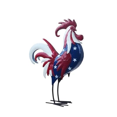 BAENRCY Metal Rooster Statues Waterproof Chicken Sculpture Metal Garden Deco Outdoor Yard Ornament for Patio Lawn Backyard