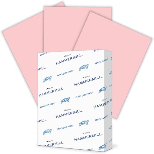 Image of Hammermill Colored Paper, 20lb Pink, 8-1 /2 x 11, 500 Sheets | Pastel Paper | Made in USA | Pack of 10