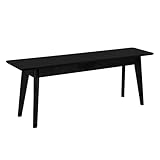 DELAVIN 47 Inch Oak Wood Dining Bench, Modern Black Multi-Purpose Bench for Kitchen, Bedroom, or Living Room