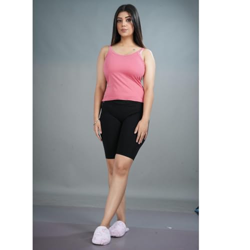 Image of Cycling Shorts for Women's - High Waist Knee Length Inner Shorts | Super Combed Cotton Stretch | Breathable & Comfortable for Workouts, Casual, Nightwear & Everyday Use