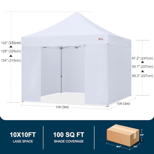 Image of MASTERCANOPY 10x10 Premium Pop Up Canopy Tent with Sidewalls, White
