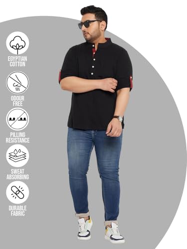 Image of Bigbanana Plus Size Men's Regular Fit Solid Henley Tshirt