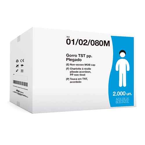 IBP Uniuso | Pack de 2000 Gorros desechables | Plegado en Acordeón | Recogepelo | TNT de polipropileno | Recoge y protege el cabello | Evita la contaminacion (Azul)