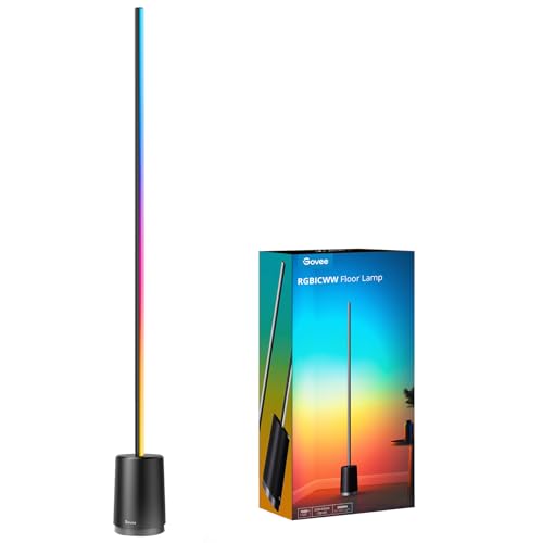Govee LED Lámpara de Pie, WiFi RGBIC Lámpara de Pie Regulable Funciona con Alexa y Google Assistant, Control de la APP Sincronización de Música, Modo de Bricolaje, Más de 64 Modos de Escena, Negro