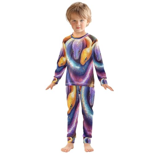 Pajama Sets Long Sleeve Colorful Abstract Snakes Pattern Soft Comfy Sleepwear 2 Piece PJS 3-8T2