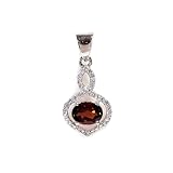 HIMALYA QUARTZ Garnet Necklace Pendant For Women 925 Silver Pendant Real Stone Jewelry Necklace Minimalist Pendant Vintage Style SP-8940-Garnet