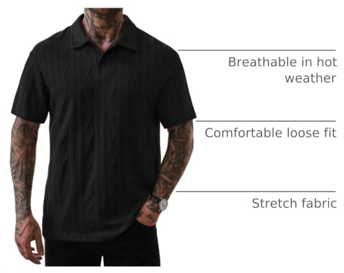 Camisa Polo para Hombre Herberton Texturizada de Punto, Ajuste Suelto, Casual, Manga Corta, Verano (Tallas S a XXL) miniatura 4