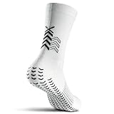 SOXPro Ultra Light Calze Grip Antiscivolo - Unisex - Calze con Frecce In Silicone - Calze Calcio e Rugby - Confezione da 2 Unità Colore Bianco - Taglia M (41-43)