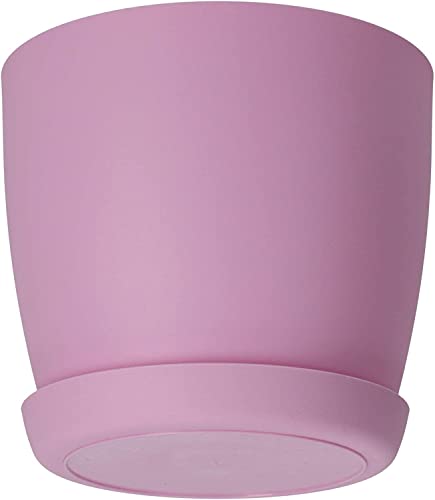 B2C Flower Pots 6 Colours 8 sizes Matt Plastic Plant Pots Planter + Saucer Tray Deco (Pink Matt, 14 cm)