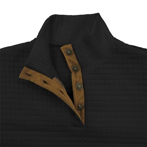 RTRDE Men's Casual Henley Sweatshirts, Long Sleeve Quarter Button Plaid Athletic Workout Pullover Sweatshirt, M-3XL4