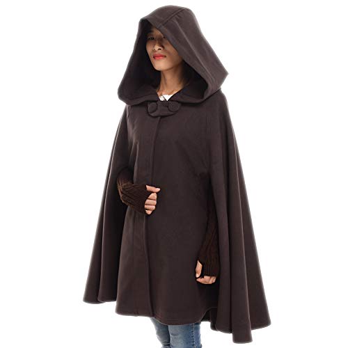 GRACEART Longue Cape à Capuche Poncho Veste Blouson Manteau Robes Chaude (Marron -Court) Cover