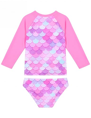 Image of Snowheart Girls Rash Guard Sets Long Sleeves Swimsuit 2 Pieces Tankini Bathing Suit Swimwear for Girls 3-12 Years