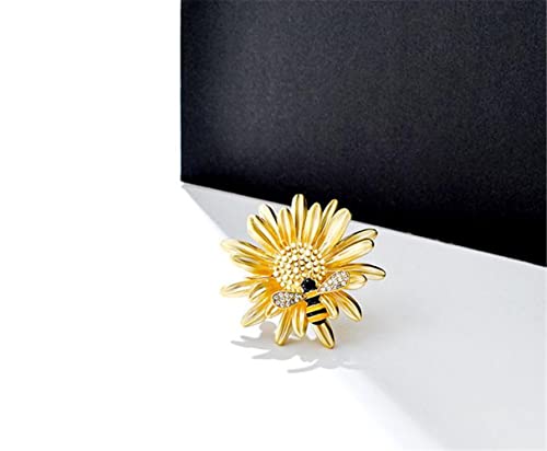 Image of New Sweet Daisy Little Bee Brooches Pearl Chrysanthemum Flower Wed Brooch Corsage Accessories Cute Pins Gifts For Women