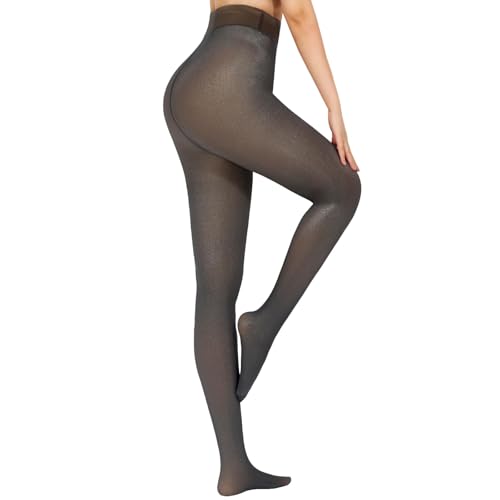 Image of X-CHENG 2 Pairs Fleece Lined Tights Women-Thermal Pantyhose leggings Women,Fake Translucent Skin Colored Tights for Winter