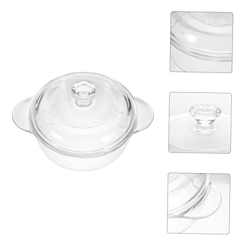 Miniatura 7 de Toyvian Olla De Vidrio Templado Con Tapa Y Doble Asa Resistente Al Calor Para Guisos Caseros Y Cocina Horno Y Microondas