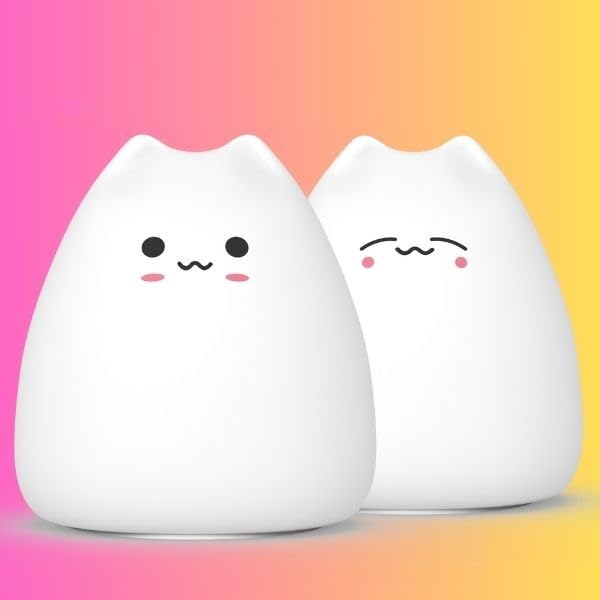 SKYTAG Premium Silicon Portable LED Night Lamp, (V6) Cute & Clever Cat Designed to Bring Comfort Ease, and Elegance into Your Nights The Perfect Companion for Both Kids and Adults.