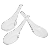 MAGICLULU 3 Stück durchsichtige Glaslöffel – wiederverwendbare Dessert- und Suppenlöffel für den Haushalt für Partys mit asiatischer Küche – Buffet-Serviergeschirr, Küchenutensilien für süße