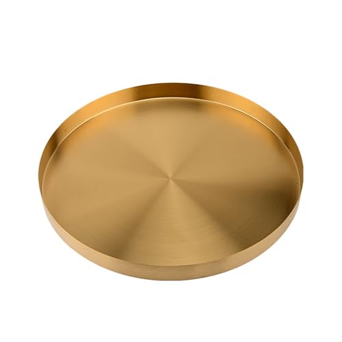 HOUSN 1 Stück Edelstahl Pflanzschale (30 cm x 3 cm), runde Blumentopf-Tablett, goldene Blumentopf-Tablett, große Metall Pflanztopf-Untersetzer,Gold