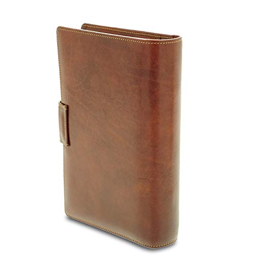 GIUDI ® - Organizer settimanale in pelle vacchetta, vera pelle, Unisex, porta carte, porta penna, rubrica, block notes, Made in Italy. (Marrone)