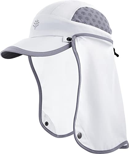 Coolibar Upf 50+ Kid's Agility Sport Cap - Sun Protective (Large/X-Large- White/Steel Grey) #TOP1