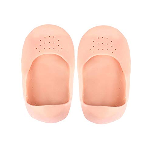 Silicone Socks, 1 Pair of Foot Anti-Cracks Protective Foot Care Socks ,Unisex NonSlip Silicone Gel Moisturizing Socks Foot Care SPA Remove Calluses Corns Dry Cracked Prevent Plantar Fasciitis M Beige