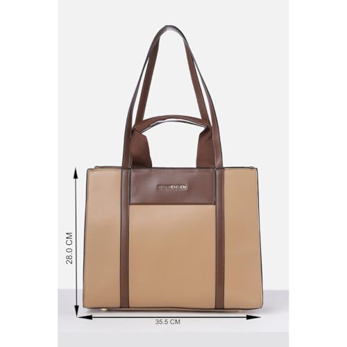 Image of Van Heusen Women's Tote Bag| Brown Contrast Lining | Fits Upto 13 Inch Laptop | Office Bag for Work