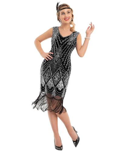 Image of PrettyGuide Women 1920s Gatsby Cocktail Sequin Art Deco Flapper Dress
