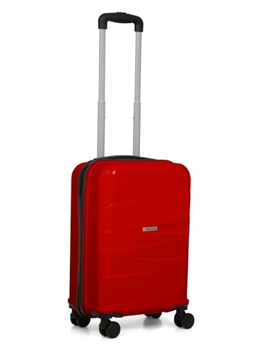 Image of Teakwood Dune Compact 55 cm Cabin Size Trolley Bag for Travel - Durable for Weekend Business Trip & Airline Cabin Fit - Smooth Wheels & Telescopic Handle Luggage Suitcase | Small, RED