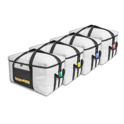 WIEL CRAFT® Dachboxtaschen – 4er Set für Dachbox | Tasche Auto Reise Camping | wasserabweisend & robust | mit Kofferanhängern zur Organisation |...