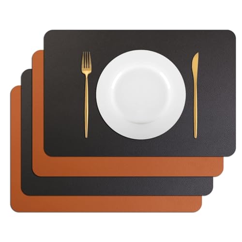 Set de table double face en simili cuir PU réversible et imperméable pour table de cuisine