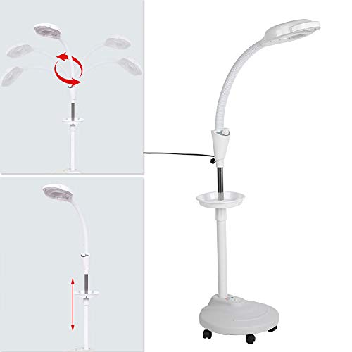 wosume Luz fría Profesional LED, lámpara de Soporte de Aumento Ajustable en Altura 8X Tatuaje Salón de Belleza de luz Uso(EU Plug)