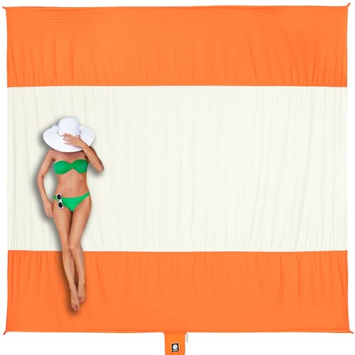 Image of WEKAPO Beach Blanket Sandproof Waterproof, Extra Large Beach Mat, Oversized & Compact Sand Free, Quick Drying Beach Essentials for Vacation, Cruise, Picnic & Camping with Stakes