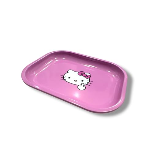 Pink Rolling Tray Anime Ash Tray for Girls Cute Ashtray Premium Metal Kawaii Home Decor Gold Plating Cute Jewelry Holder Japanese Decorative Plate Serving Plate(CAT F)