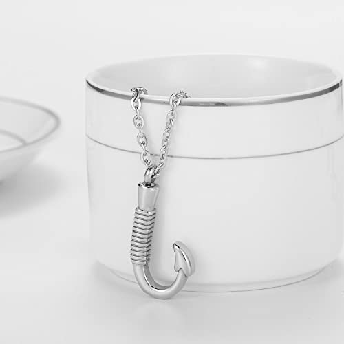 Fishing Hook Cremation Necklace for Ashes Fish Hook Stainless Steel Urn Jewelry Memorial Pendant Keepsake for Men2